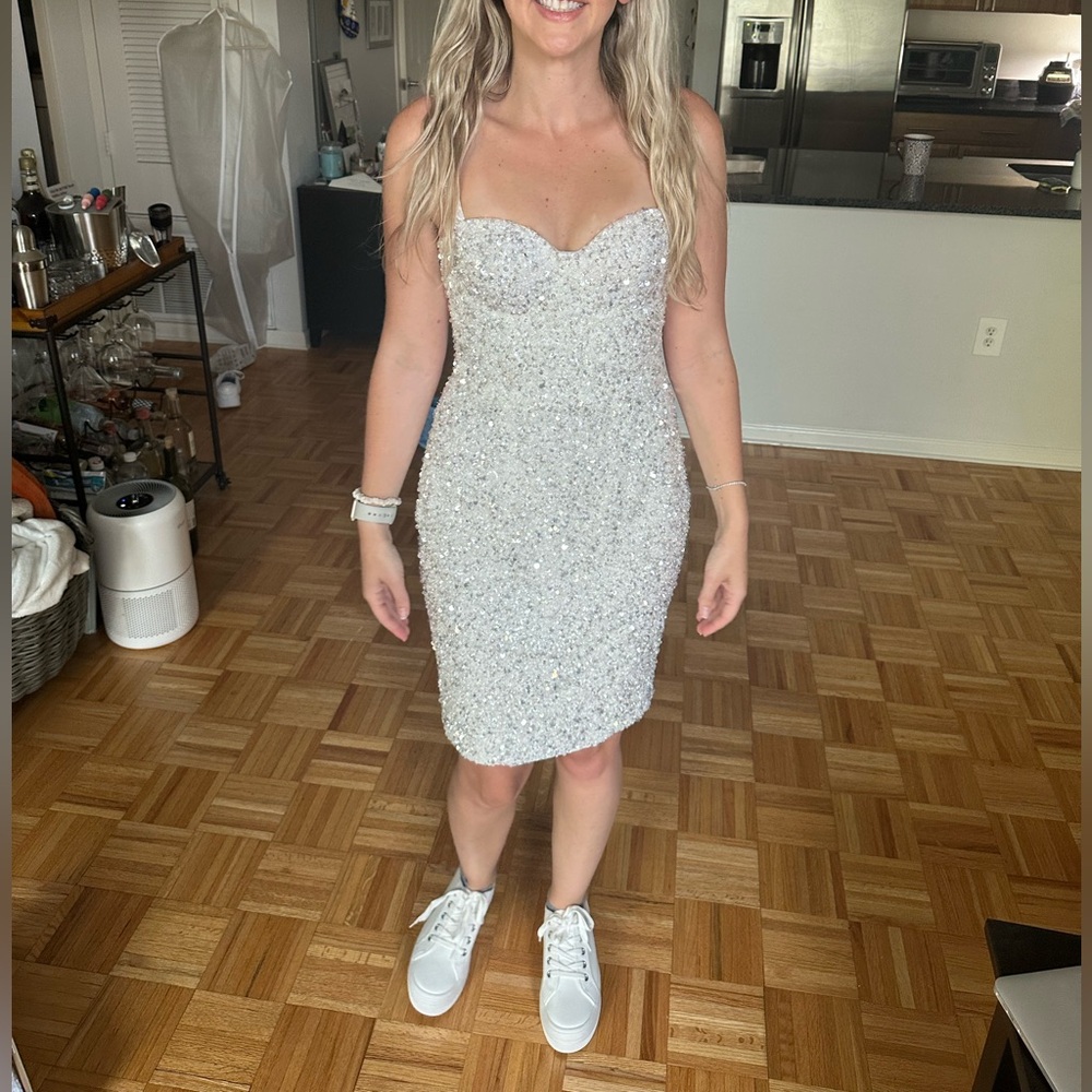 Custom white beaded dress